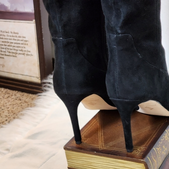 NEW Antonio Melani Black Genuine Suede Leather Dress Knee High Heels Boots - Picture 9 of 15